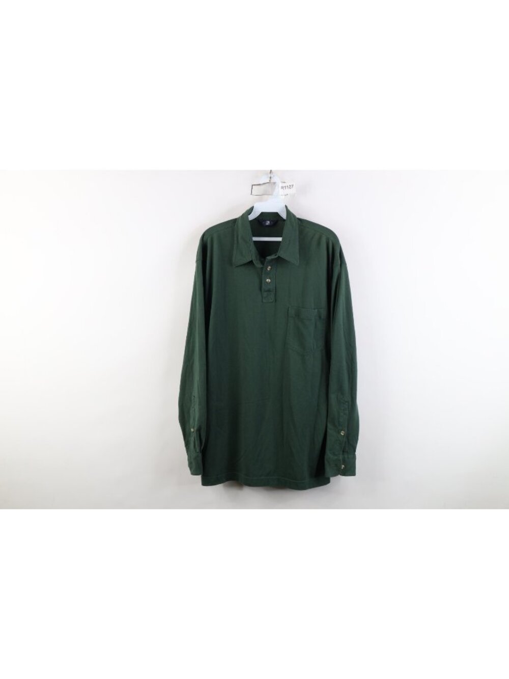 Vintage 90s Streetwear Mens Large Faded Knit Long Sleeve Golf Polo Shirt Green